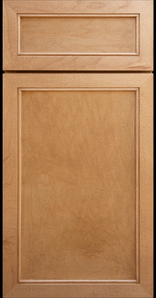 Alpine Slim narrow stile and rail cabinet door with a flat center panel in a Natural stain